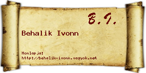 Behalik Ivonn névjegykártya